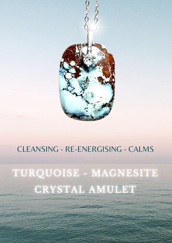 Turquoise Magnesite Earth Power Сrystal Amulet 925 Silver