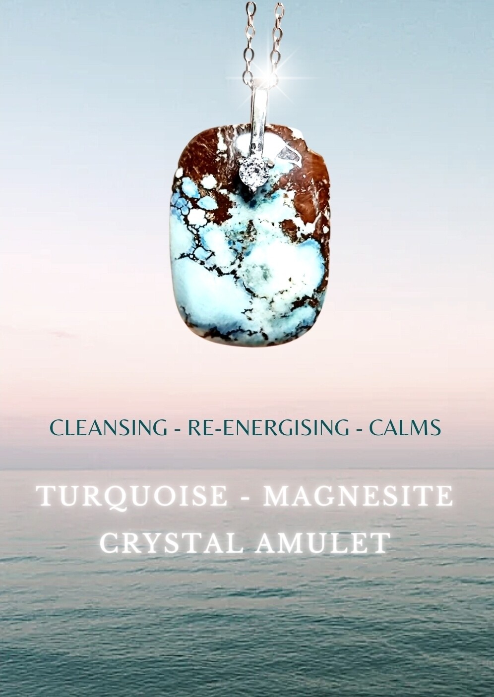 Turquoise Magnesite Earth Power Сrystal Amulet 925 Silver