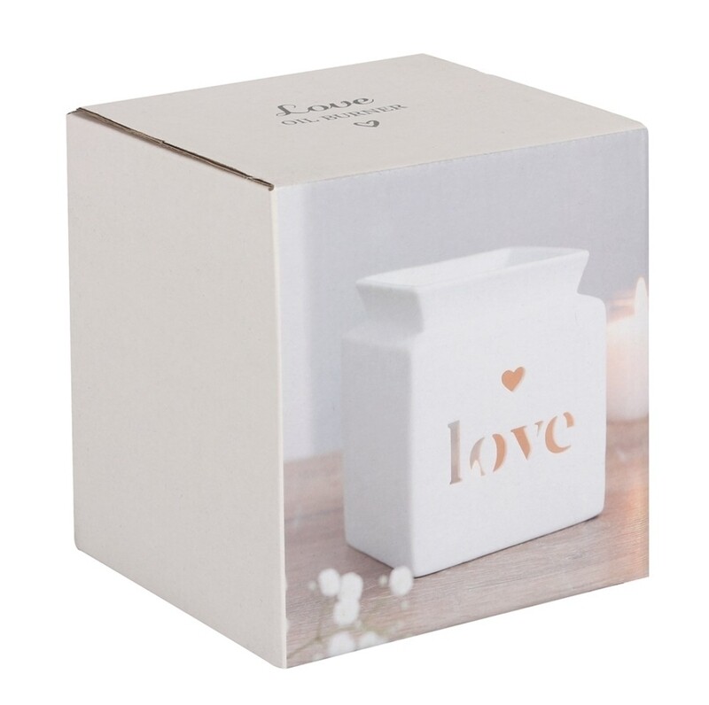 LOVE OIL BURNER TEA LIGHT WHITE CERAMIC 