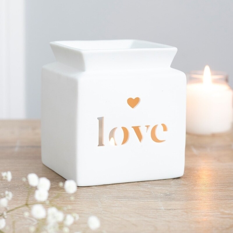 LOVE OIL BURNER TEA LIGHT WHITE 