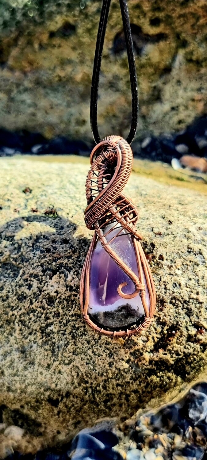 Chevron Amethyst Pendant Necklace  
