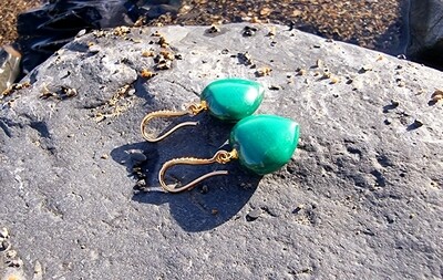 Malachite Heart Crystal Earrings "Euphoria" Crystal Collection 
