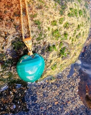 Malachite Heart Crystal Pendant Necklace Amulet "Euphoria" Crystal Collection 