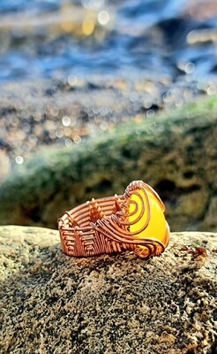 Citrine Crystal Ring &quot; Sunshine&quot; -  Natural Stone Wire-wrapped Copper 