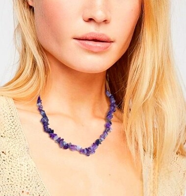 Amethyst Crystal Bracelet & Necklace Set Chip Natural Stone Set