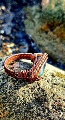 Labradorite Crystal Ring Wire-wrapped Copper 