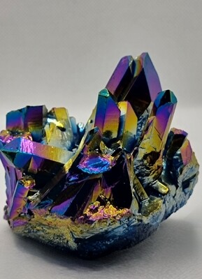 TITANIUM AURA QUARTZ CRYSTAL LEMURIAN CLUSTER LARGE LOVELIOME NATURAL STONE 