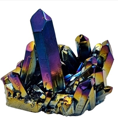 TITANIUM AURA LEMURIAN CRYSTAL CLUSTER LARGE LOVELIOME NATURAL STONE 