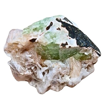 Apophyllite Cluster with Green Chloride Infusions Crystal Geode 