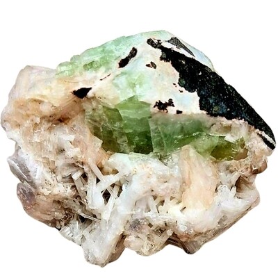 Apophyllite Cluster with Green Chloride Infusions Crystal Geode