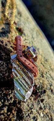 Bismuth Crystal Amulet Pendant Necklace