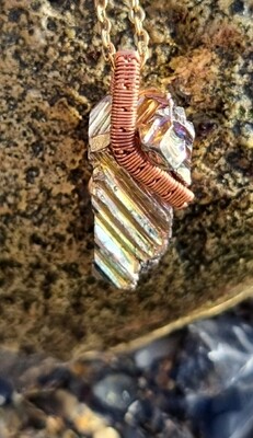 Bismuth Crystal Amulet Pendant Necklace 