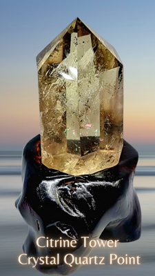 Citrine Crystal Tower Quartz Master Healer Point Natural Stone Obelisk Double Terminated Quartz 