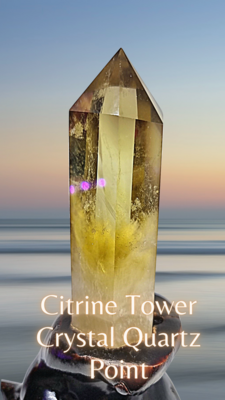 Citrine Crystal Tower Quartz Master Healer Point Natural Yellow Citrine Crystal with Base Large - Double Terminated Natural Stone 