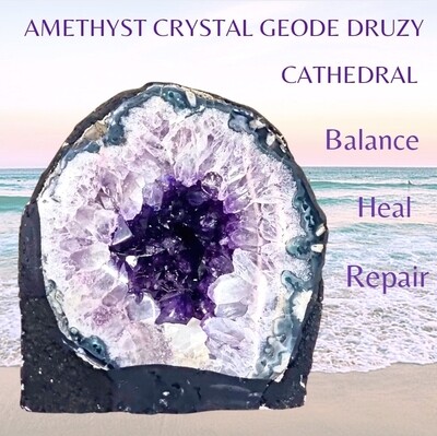Amethyst Geode Druzy - Amethyst Crystal Cathedral Geode - Raw Amethyst Stone Geode