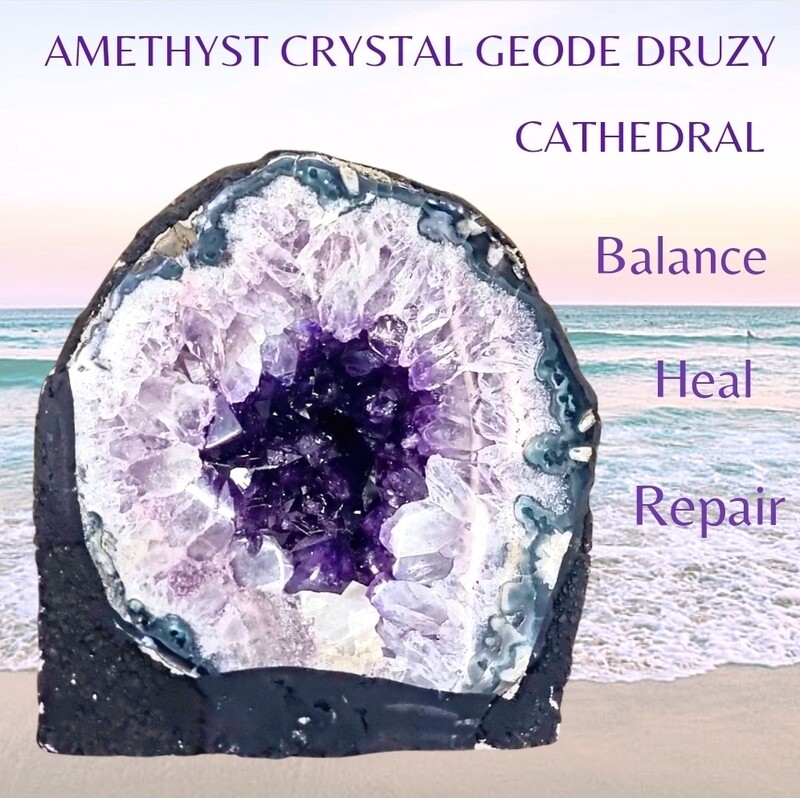 Amethyst Geode Druzy - Amethyst Crystal Cathedral Geode - Raw Amethyst Stone Geode