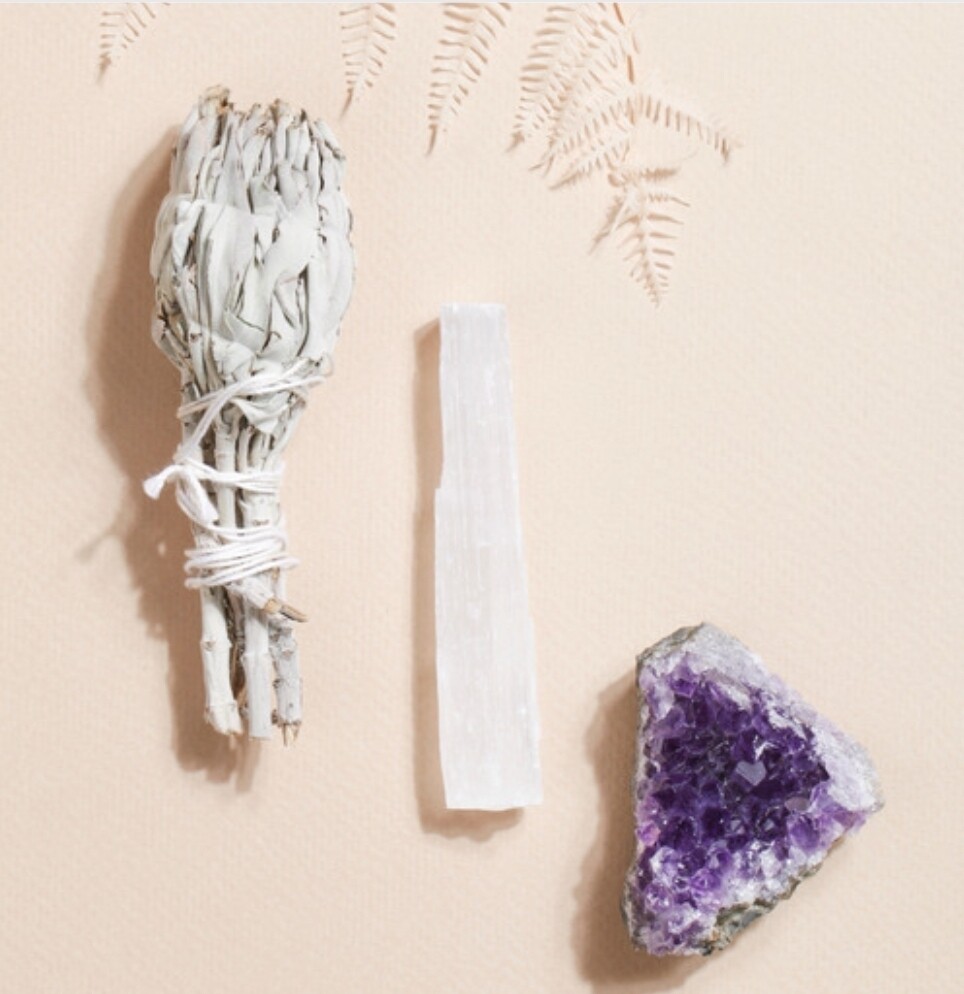 Recharging Crystal Incense Kit for House Cleansing, Balancing Aura, and Burning Sage 