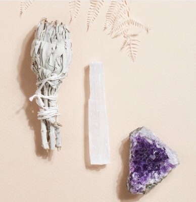 Recharging Crystal Incense Kit for House Cleansing, Balancing Aura, and Burning Sage 