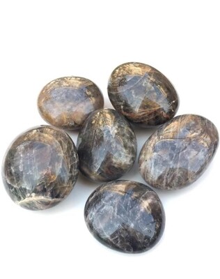 Black Moonstone Palm Crystal Oval Rainbow Stone Large 