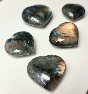 Labradorite Crystal Heart Carving Figurine  - Worry Stone 