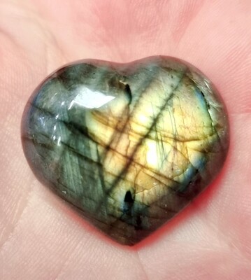 Labradorite Crystal Heart Carving Figurine  - Worry Stone 