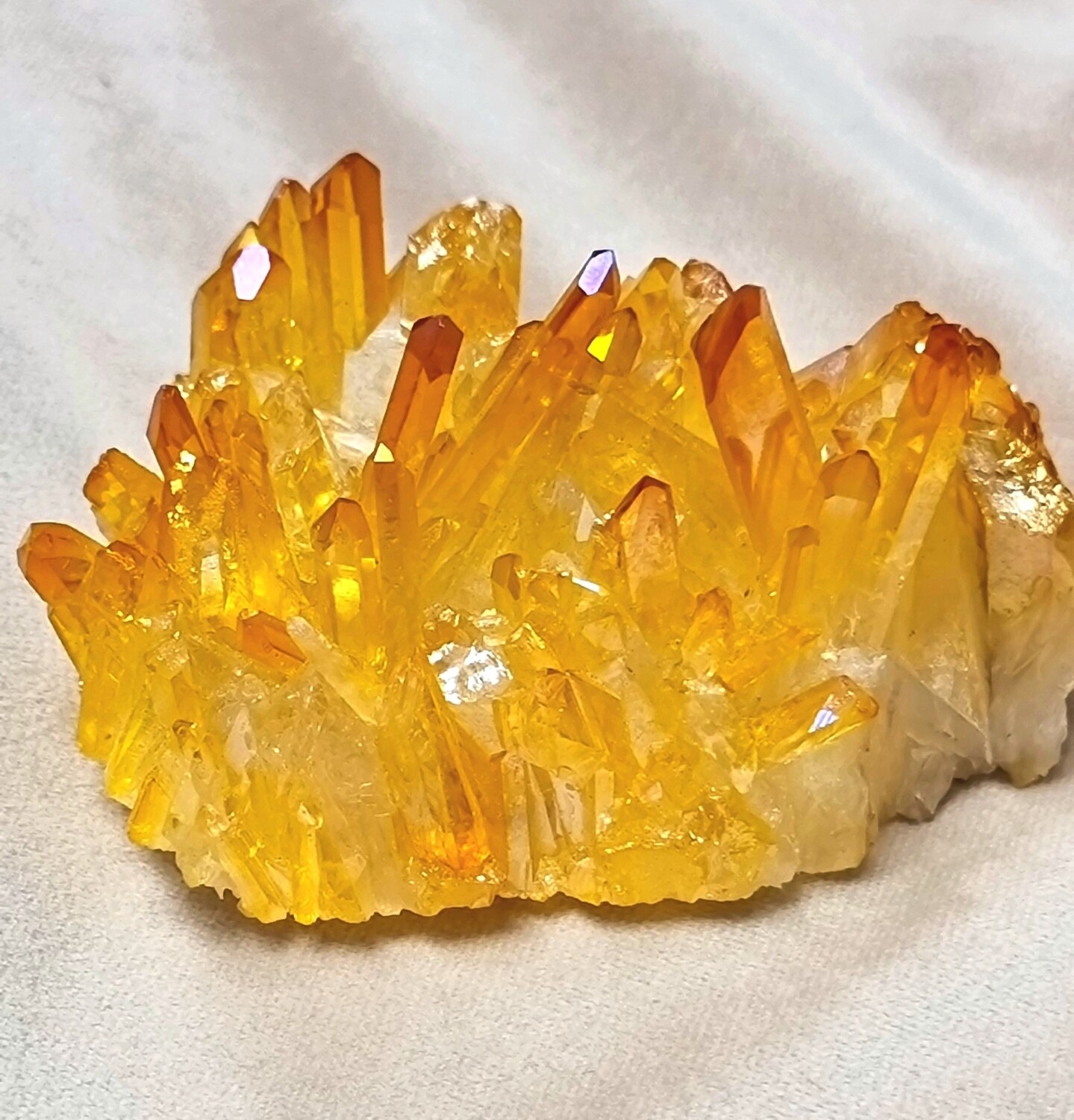 CITRINE LEMURIAN AURA QUARTZ CRYSTAL CLUSTER YELLOW 