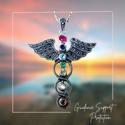 Angel Wings Necklace Chakra Crystal Pendant