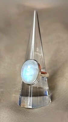 Moonstone Crystal Ring Oval 925 Sterling Silver