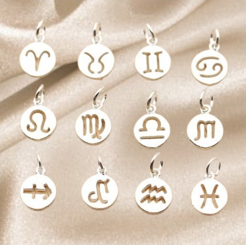 Zodiac Sign 925 Sterling Silver Pendant Charm