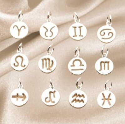Zodiac Sign 925 Sterling Silver Pendant Charm