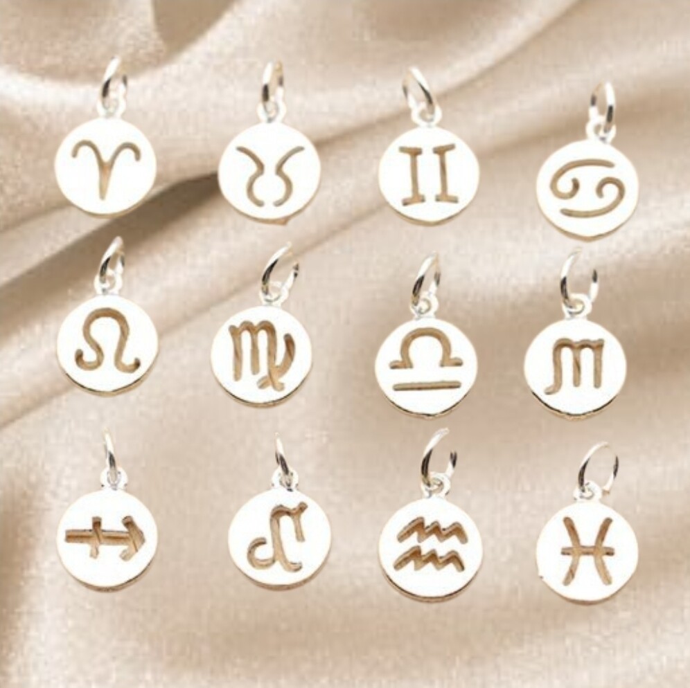 Zodiac Sign 925 Sterling Silver Pendant Charm
