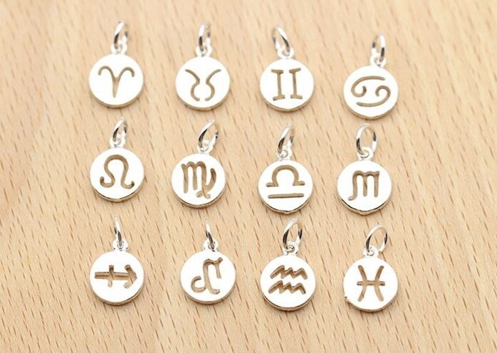 Zodiac Sign 925 Sterling Silver Pendant Charm