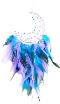 MOON DREAMCATCHER BLUE &amp; PURPLE GEMSTONE WALL ORNAMENT 