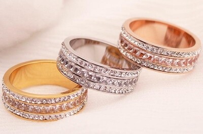 Three Row Eternity Ring Gold |  Silver | Rose Gold Ring