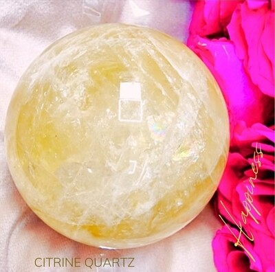 Citrine Sphere Sparkly Shimmer Aura Crystal  Natural Stone AAA quality 