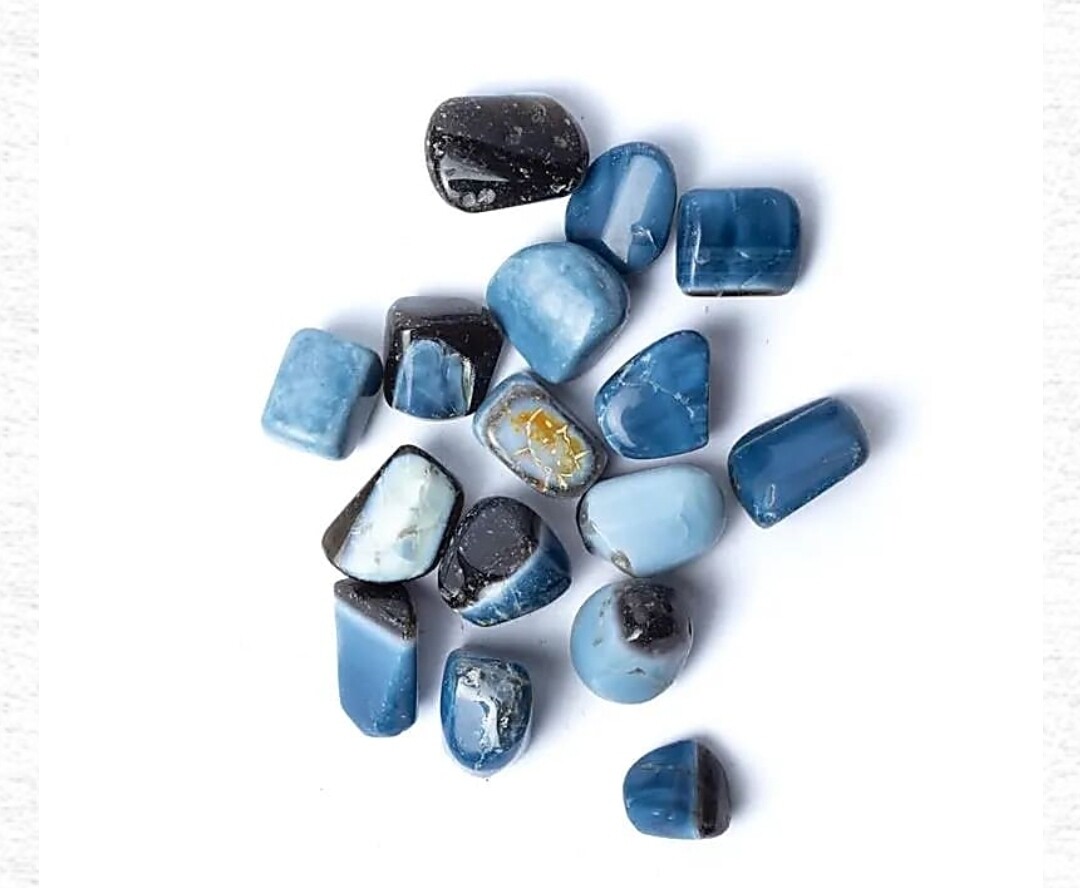 Blue opal tumbled stones A quality