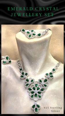 Emerald Crystal Jewellery Set 925 Sterling Silver
