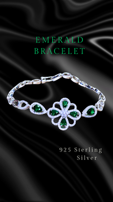 Emerald Crystal Jewellery Bracelet 925 Sterling Silver