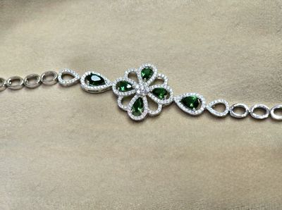 Emerald Crystal Jewellery Bracelet 925 Sterling Silver