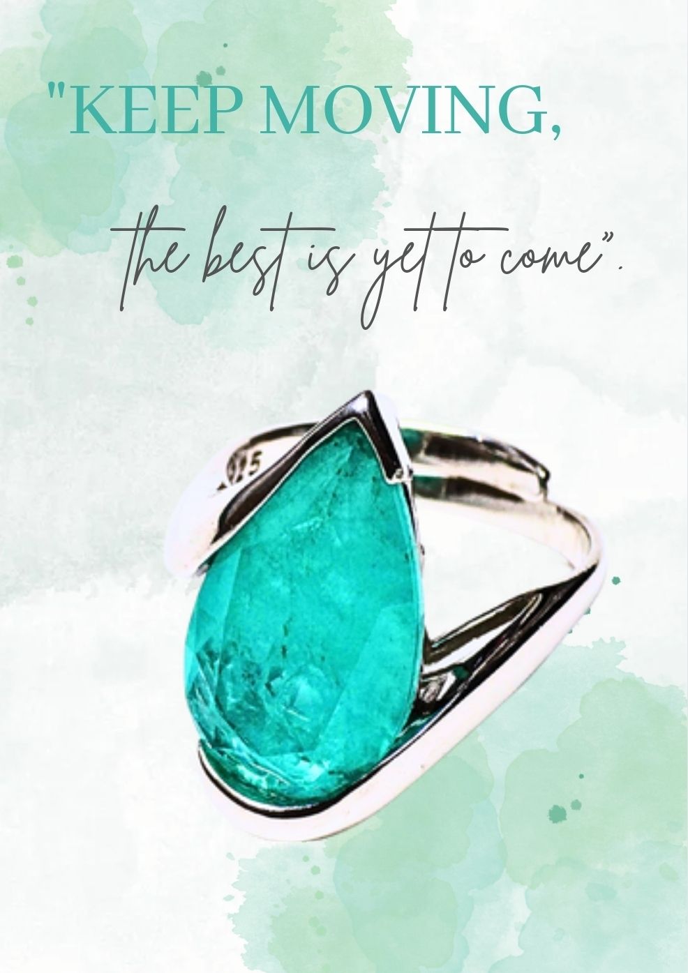 EMERALD CRYSTAL RING PEAR SHAPE - ZAMBIAN EMERALD 925 STERLING SILVER DROP RING