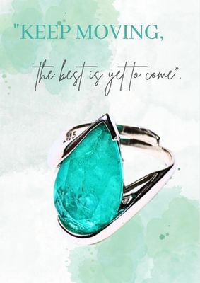 EMERALD CRYSTAL RING PEAR SHAPE - ZAMBIAN EMERALD 925 STERLING SILVER DROP RING