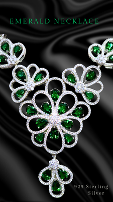 Emerald Crystal Necklace 925 Sterling Silver