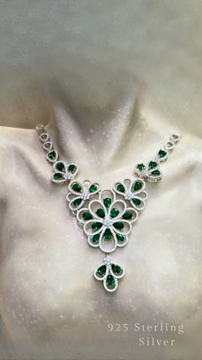 Emerald Crystal Necklace 925 Sterling Silver 