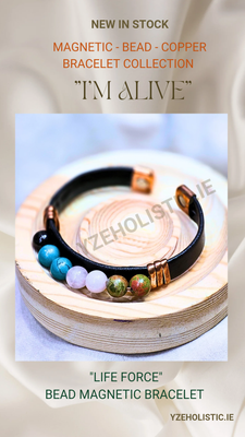 Bracelet Copper Chakra Healing Minerals Magnetic with Natural Stone Crystals