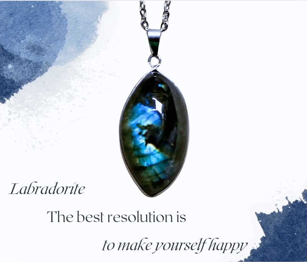 Labradorite Crystal Mood Balancing Amulet Pendant Necklace 