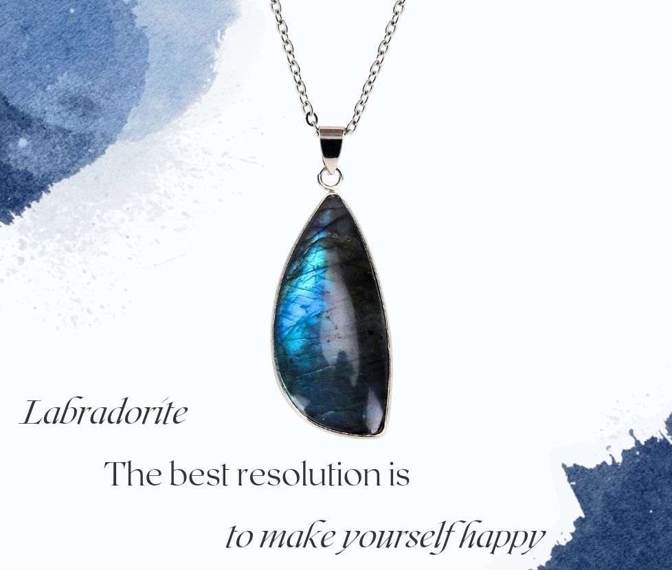 Labradorite Crystal Mood Balancing Amulet Pendant Necklace 