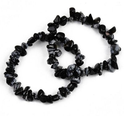 Black Obsidian crystal chip bracelet elastic 