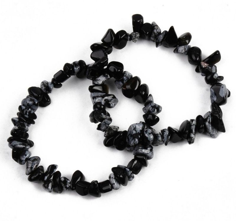 Black Obsidian crystal chip bracelet elastic 