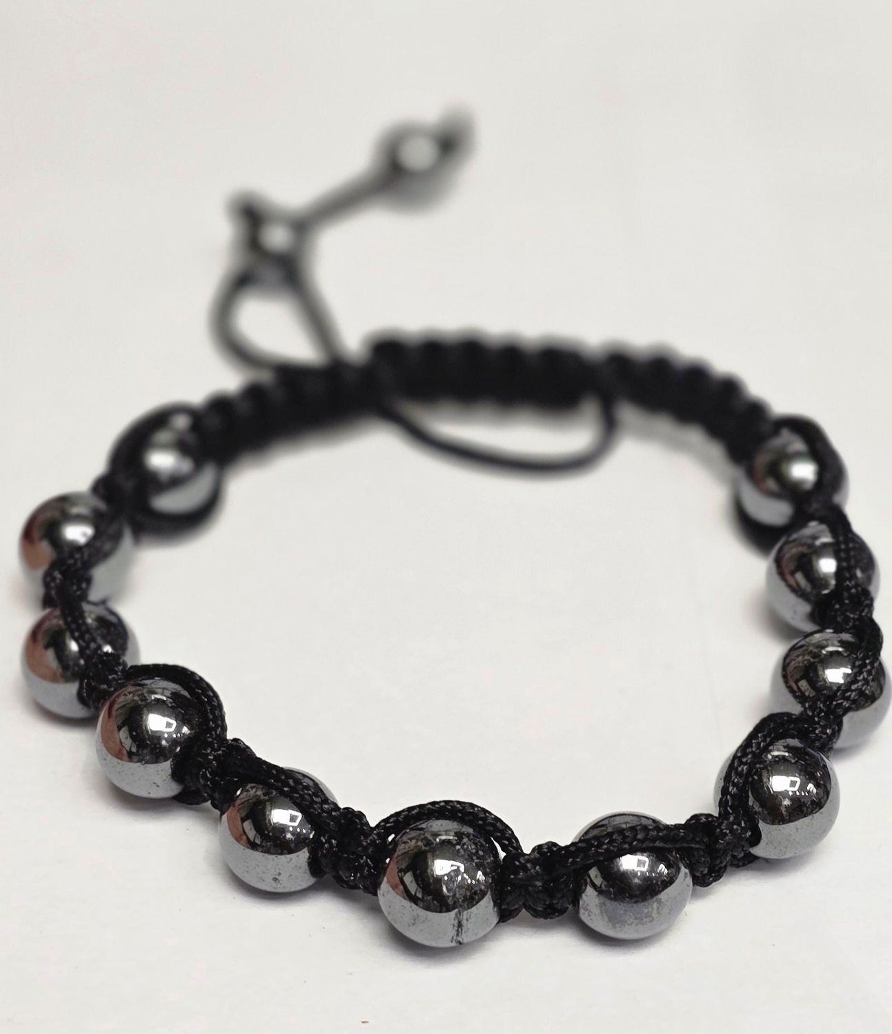 Hematite Bracelet Bead Rope Adjustable Bracelet Natural Stone 10mm