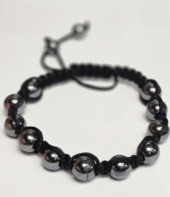 Hematite Bracelet Bead Rope Adjustable Bracelet Natural Stone 10mm